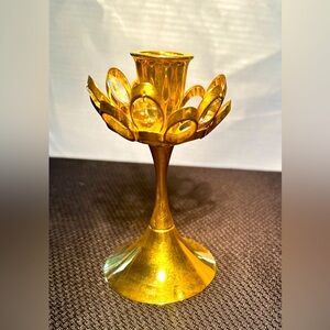 24 ct plated vintage candlestick with hand cut crystal decoration ~ Lovsjo